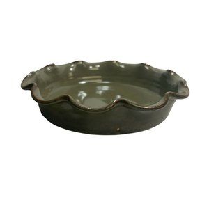 Vintage Green Brown Glazed SEAGROVE NC Pottery Fluted Pie Tart Dish replacement